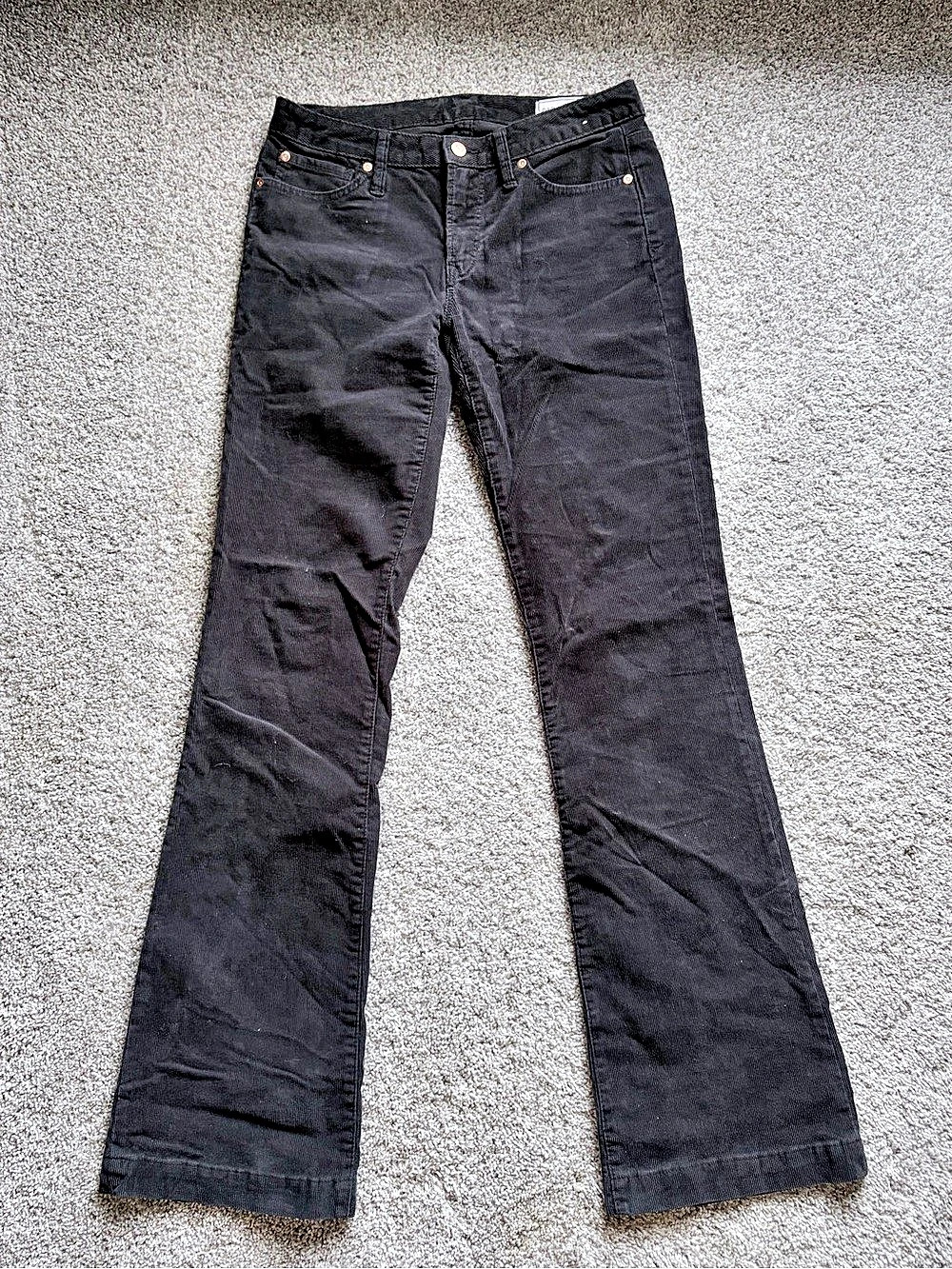 GAP Long & Lean Low Rise Black Corduroy Pants Women's Size 28 6 Tall Y2K Bootcut